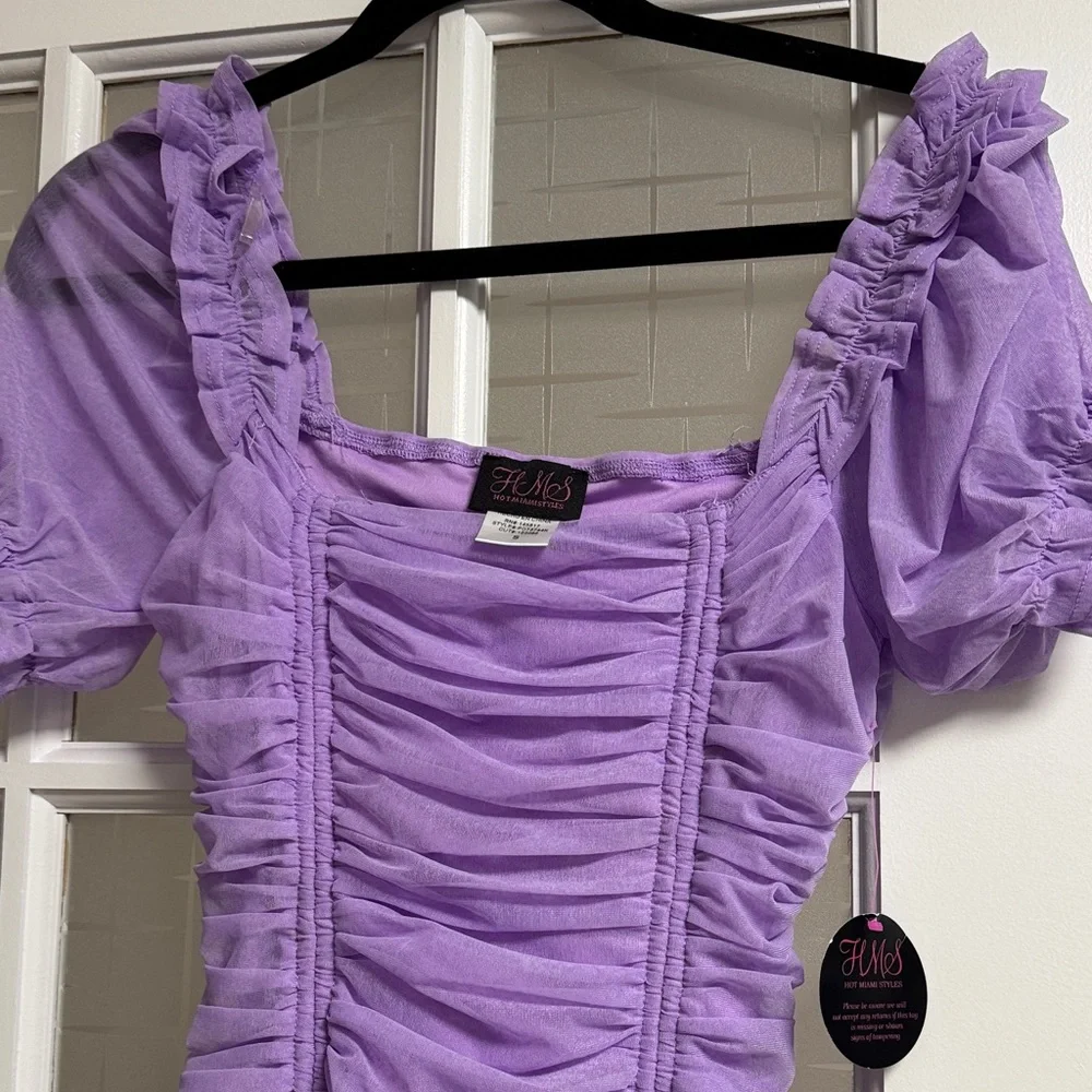 Hot Miami styles Purple Ruched Dress - Picture 2 of 6